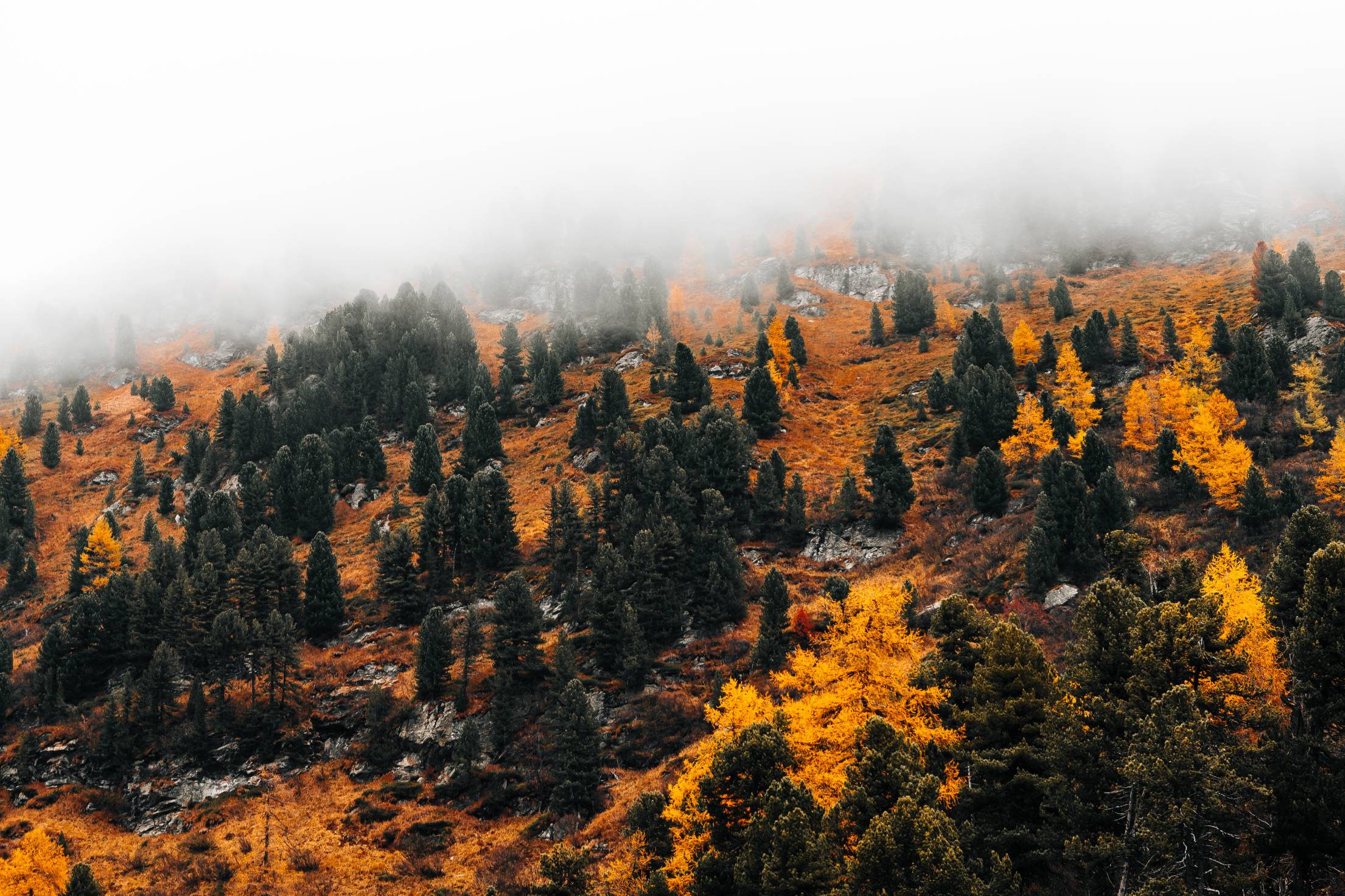 2210x1473 Mountain Hidden in a Fog, Autumn in Austria. Free Nature Image