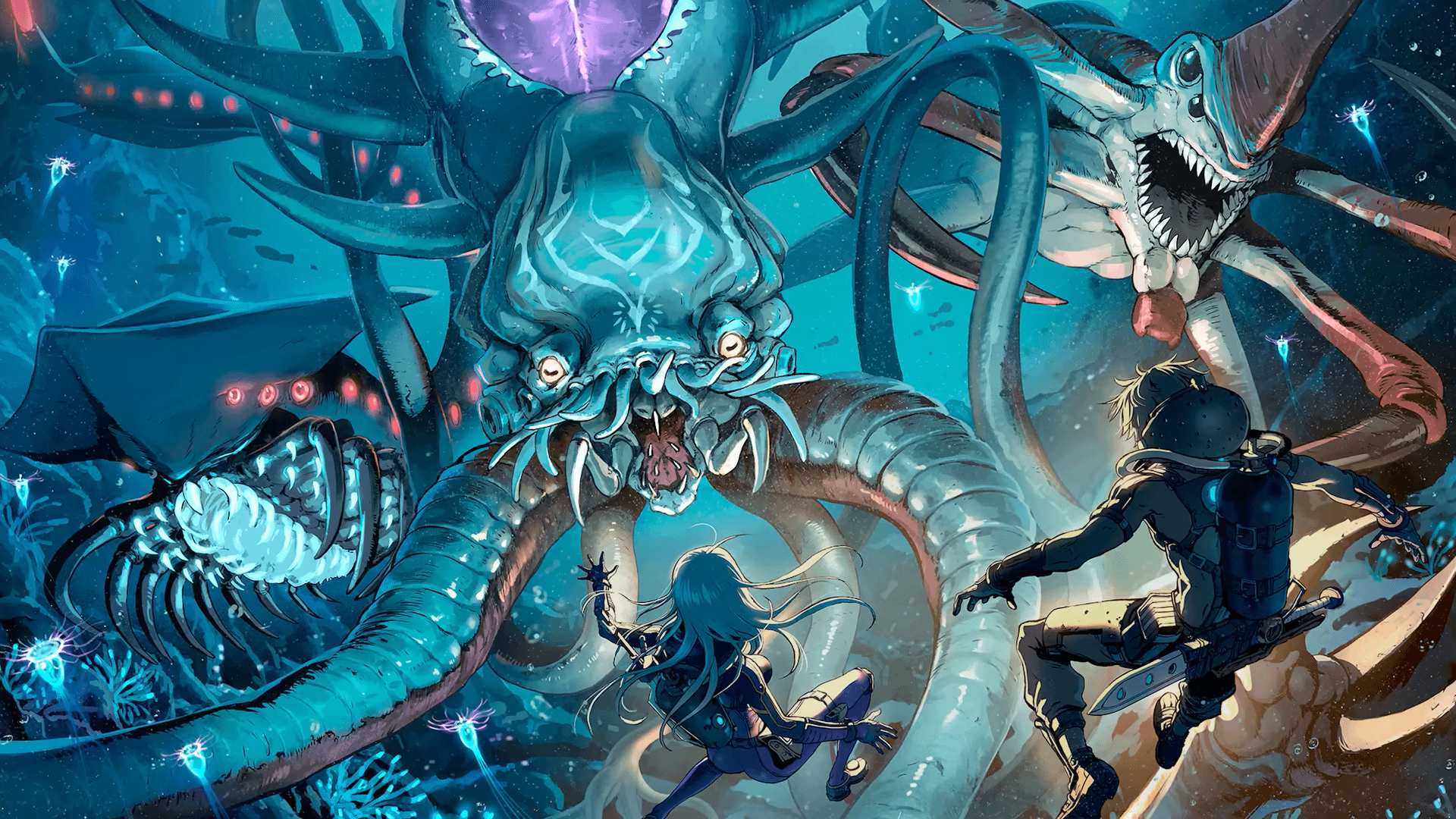 1920x1080 Leviathans Meet LEVIATHAN Subnautica Celebration Collab Artwork By (Noh Mi Young)