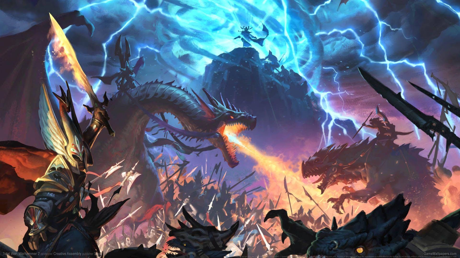 1920x1080 Download Total War Warhammer Dragon Burns Down Soldiers Wallpaper