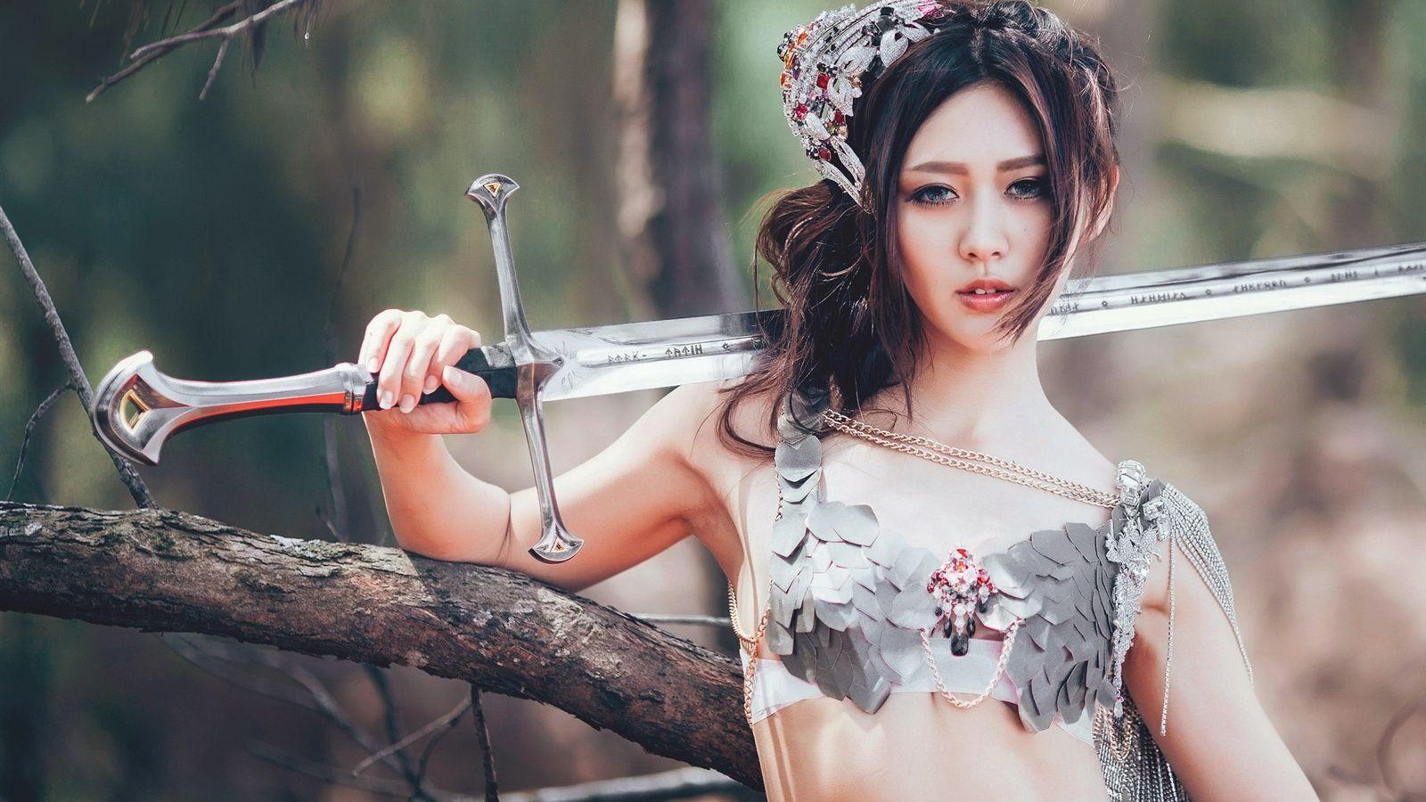 1600x900 Wallpaper Chinese girl, sword, retro style 1920x1200 HD Picture, Image
