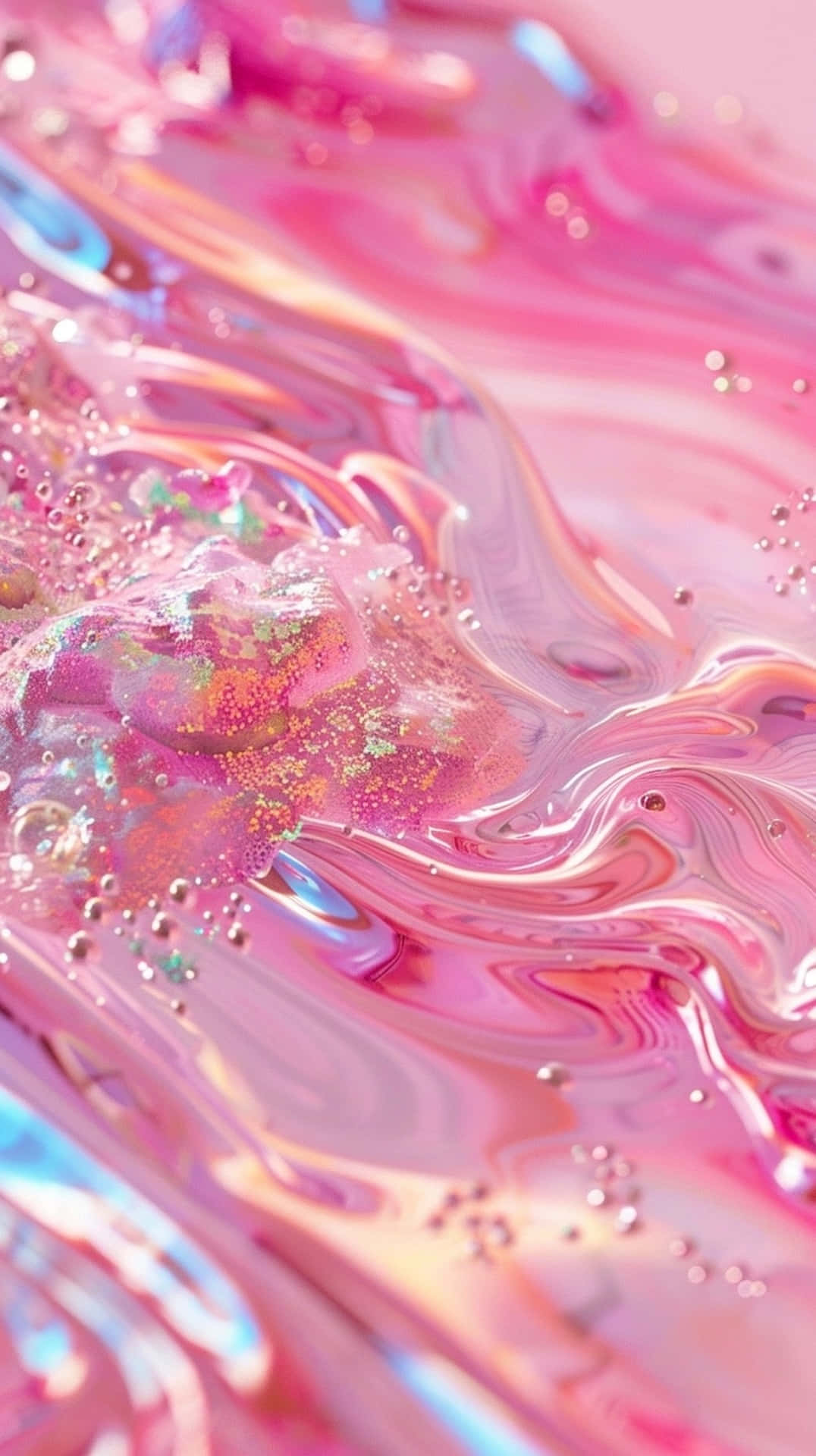 1076x1920 Download Pink Y2 K Aesthetic Liquid Texture Wallpaper