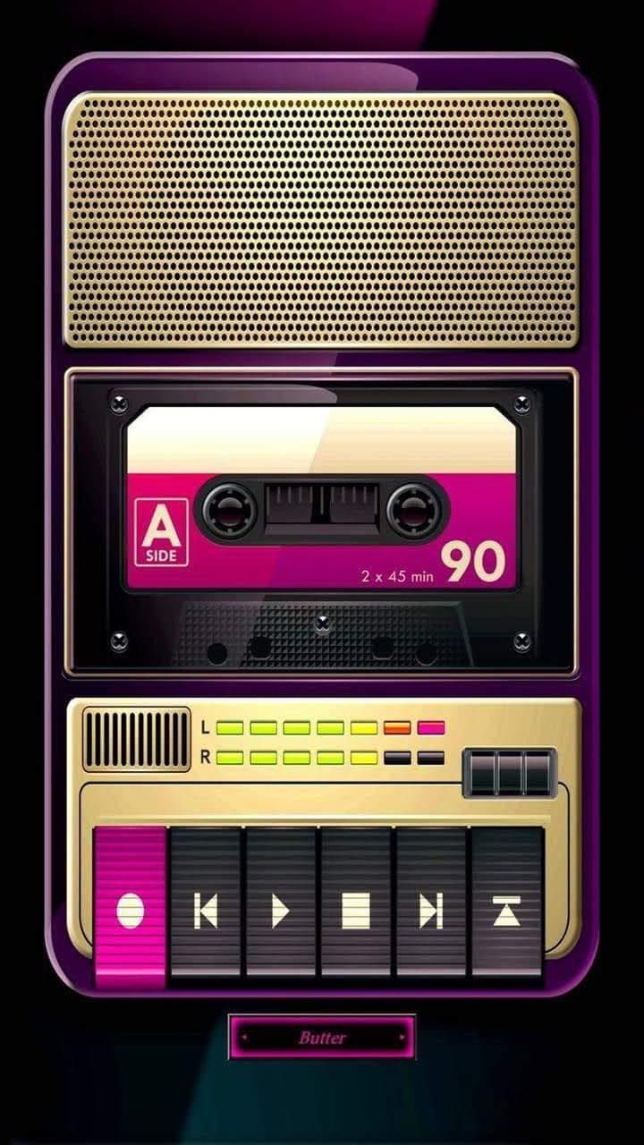 720x1280 Retro Music Player Galaxy Wallpaper. レトロなテーマのアプリインターフェースデザイン, レトロな音楽プレーヤーのデザイン, ヴィンテージカセットプレーヤーの操作パネル