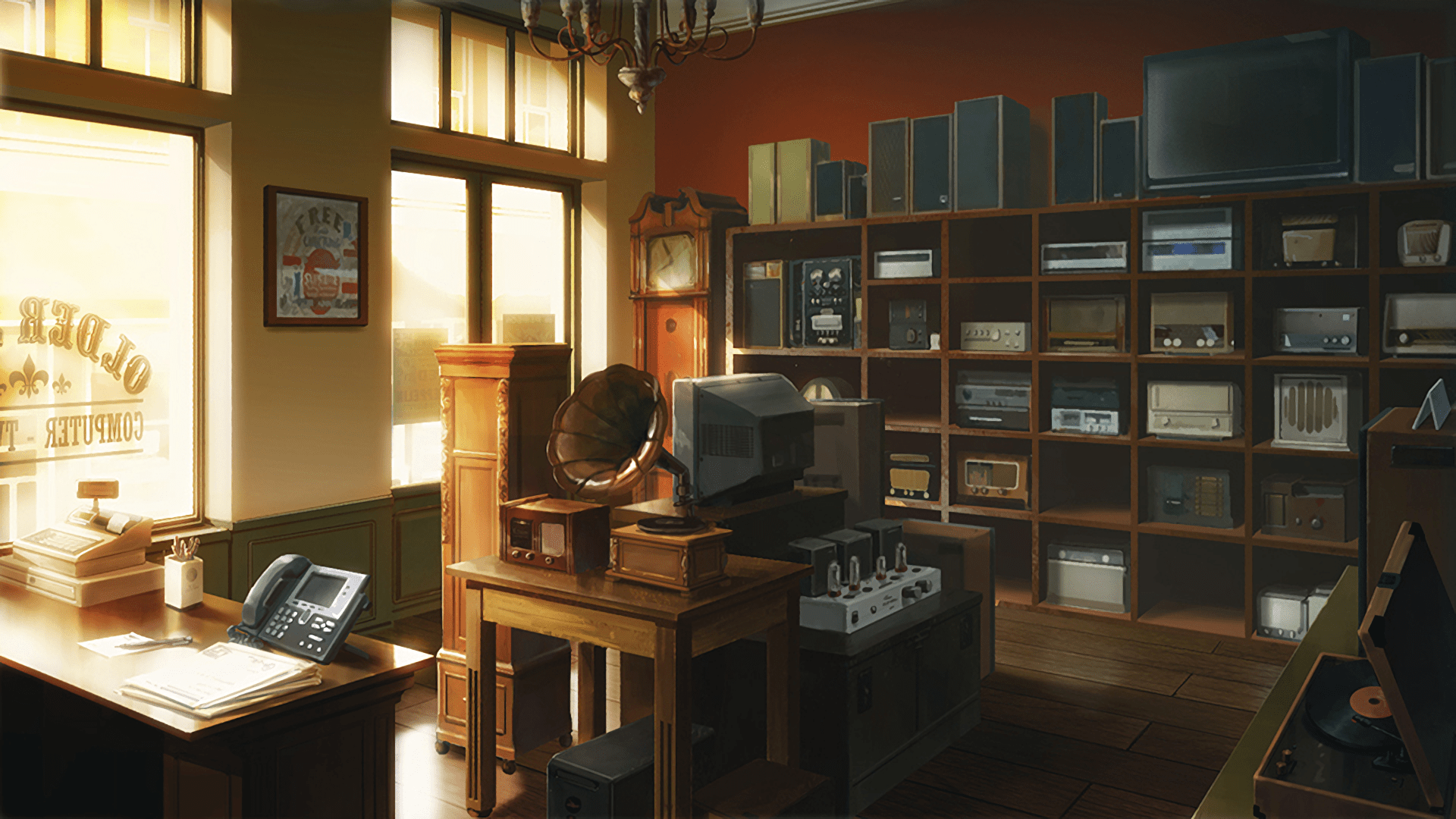 1920x1080 Cozy Anime Shop