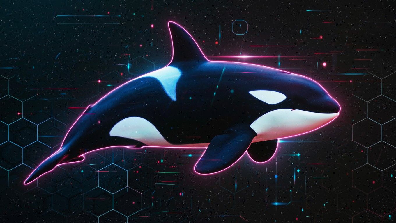 1360x768 Download Neon Orca Glow Image, Whale, Neon