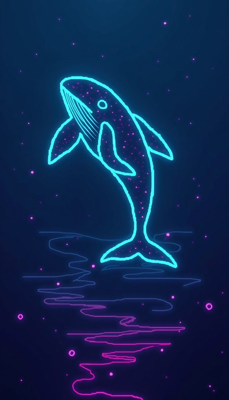 768x1344 Download Neon Ocean Ascent Image, Whale, Cyan