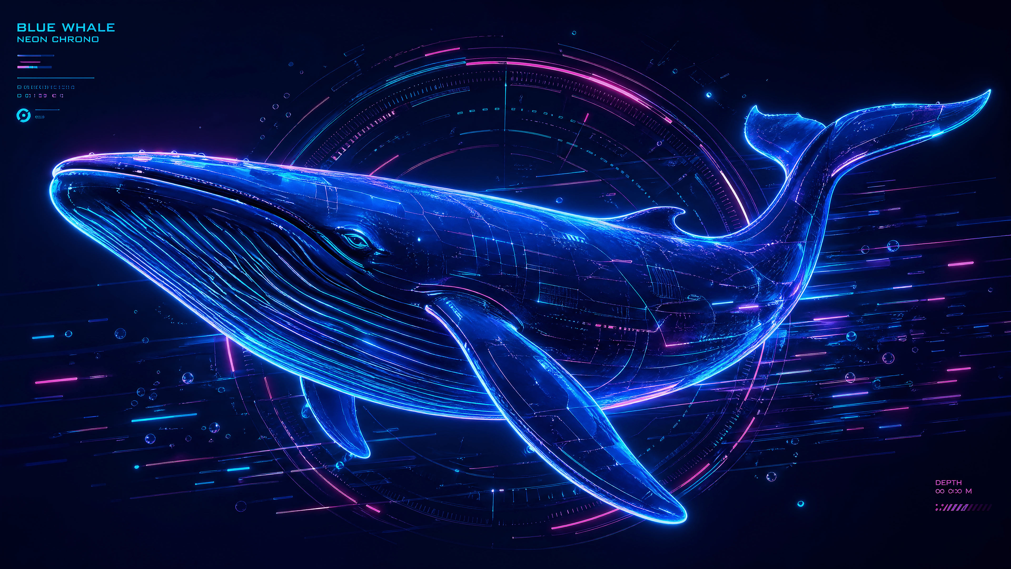 3840x2160 Neon Leviathan Whale 4K Ultra HD Wallpaper