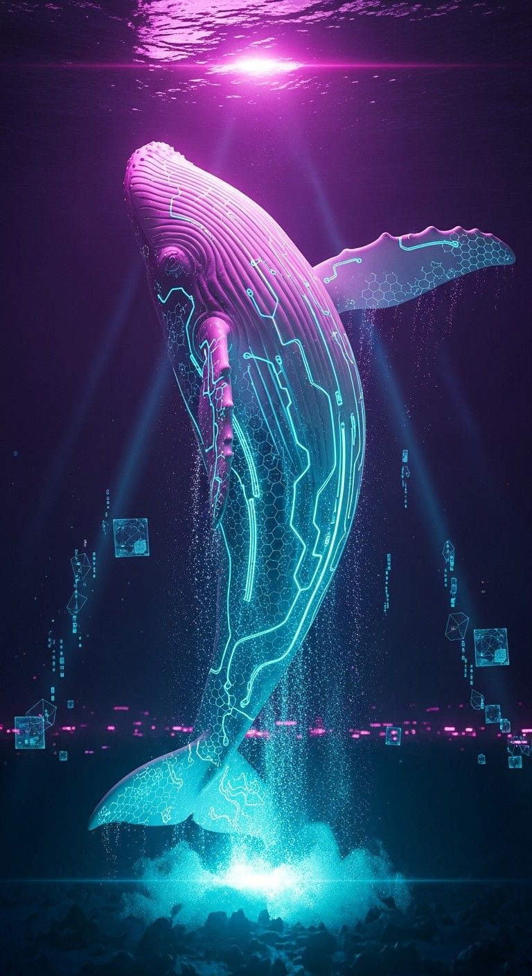 768x1408 Download Neon Whale Dreams Image, Whale, Holographic