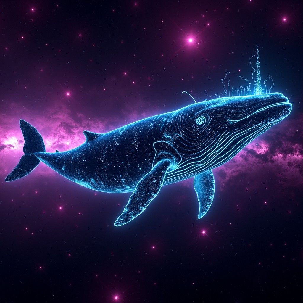 1024x1024 Download Neon Whale Ascends Image, Neon, Cyan