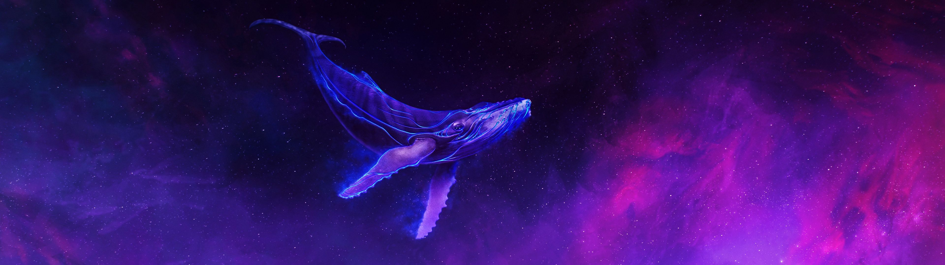3840x1080 Whale Wallpaper 4K, Surreal, Lucid, Colorful space