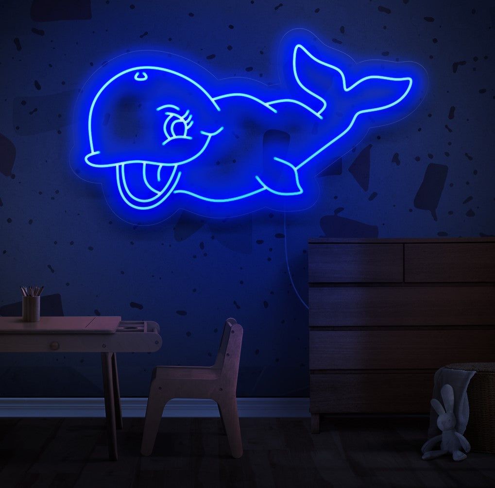 1019x1005 Cute Whale Smile Neon Sign. Adorable LED Wall Art. The Art Neon
