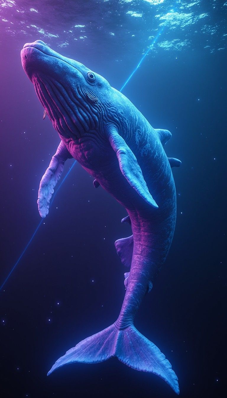768x1344 Download Neon Ocean Guardian Image, Bioluminescent, Cybernetic