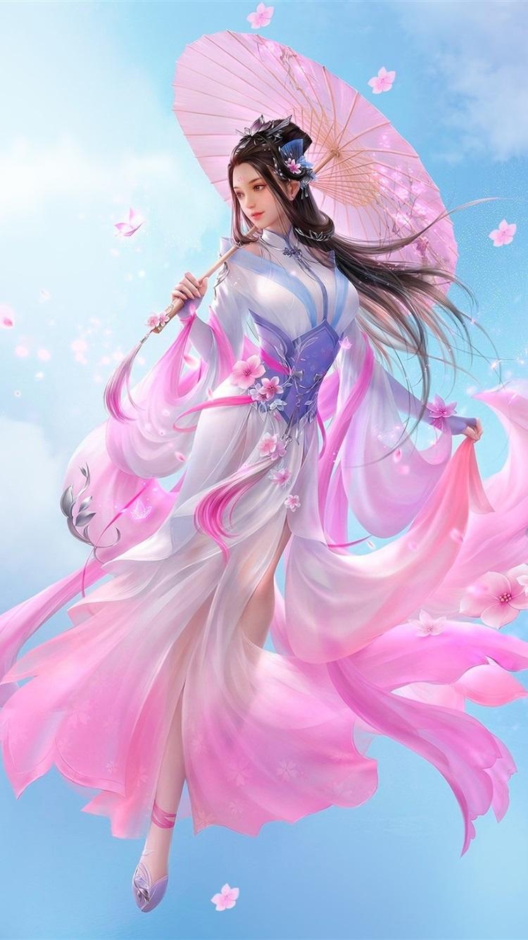 750x1334 Beautiful Chinese Anime Girl Wallpaper
