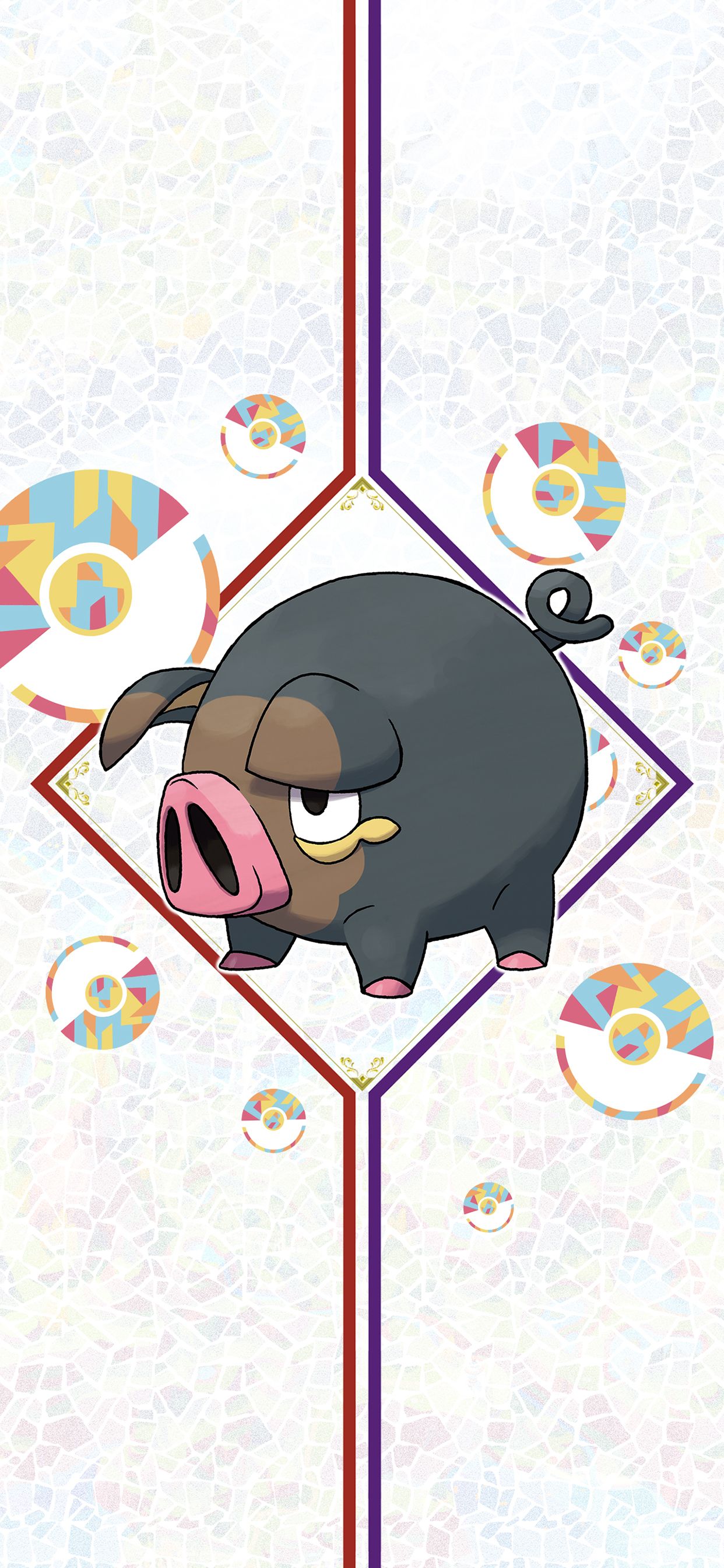 1242x2688 Pokémon Scarlet & Violet Lechonk Wallpaper with Monocle