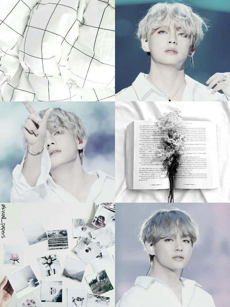 768x1024 Download White Aesthetic Collage Kim Taehyung Wallpaper