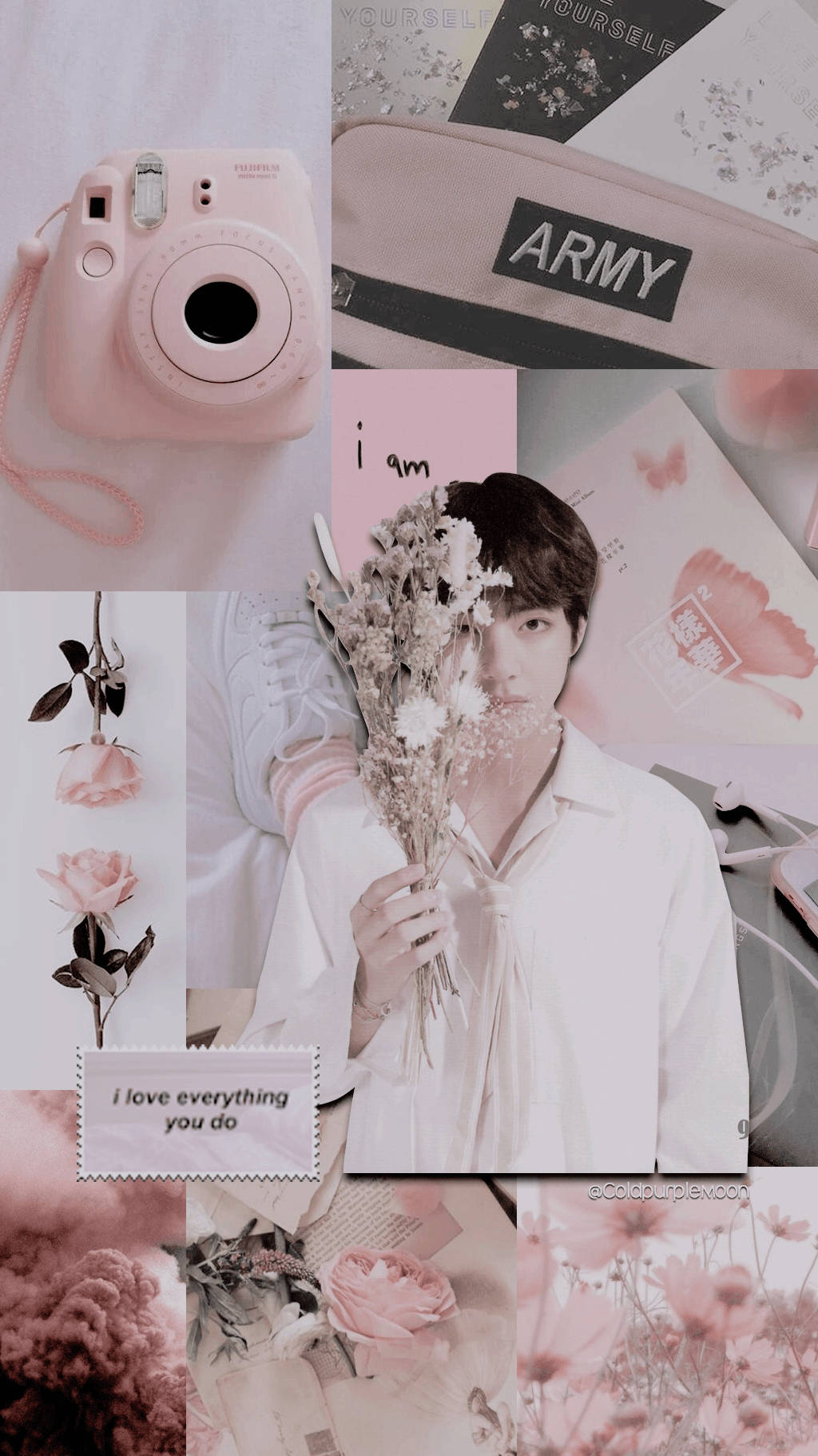 1024x1822 Download BTS Taehyung Pastel Pink Wallpaper