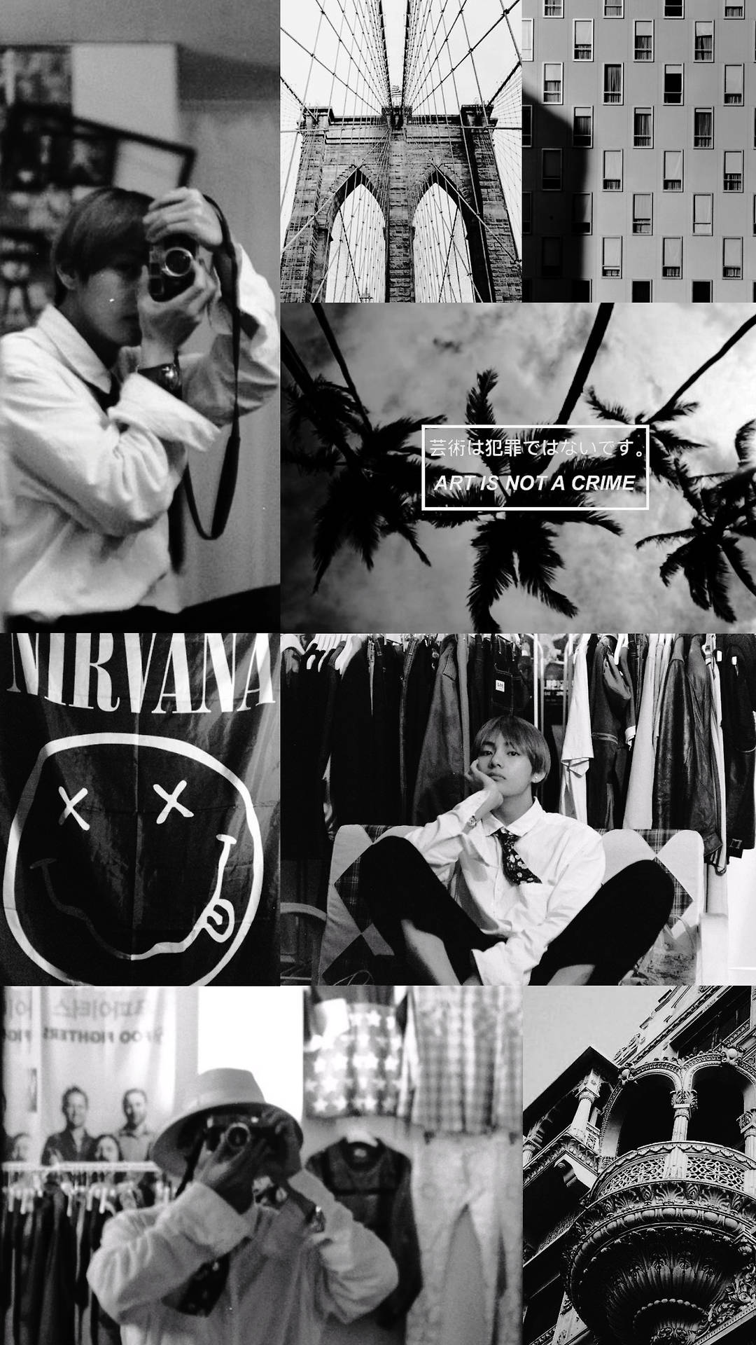 1080x1920 Download BTS Aesthetic BNW Kim Taehyung Wallpaper