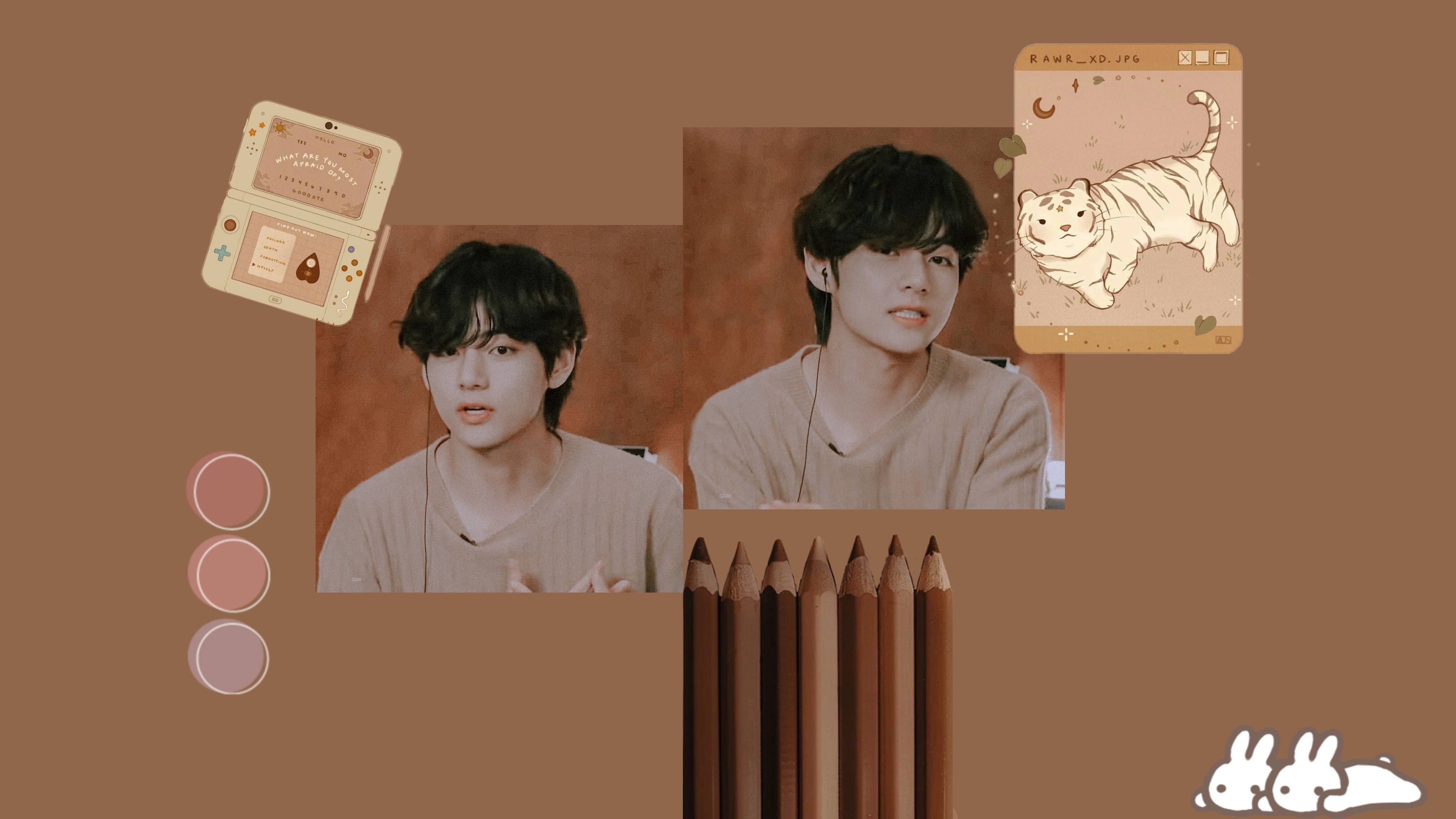 4096x2304 Download Taehyung Brown Aesthetic Wallpaper