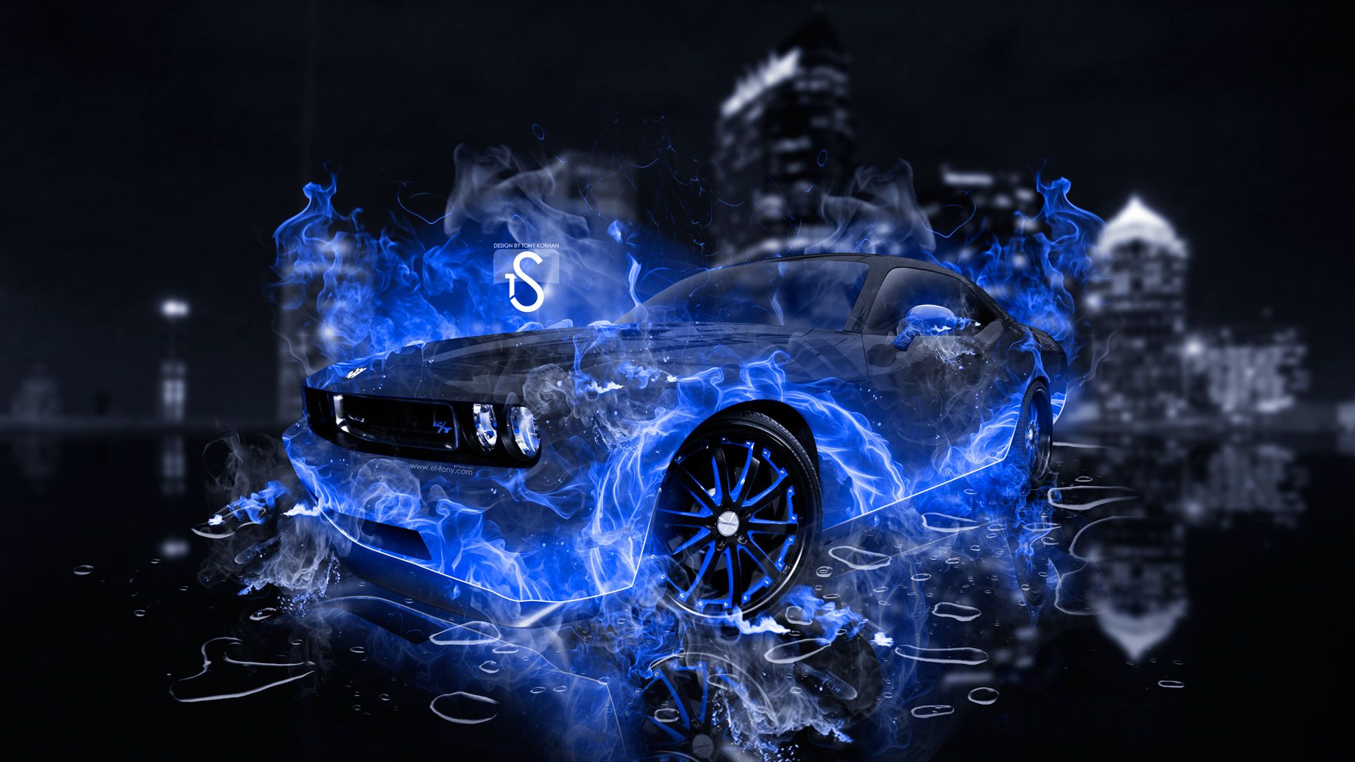 1920x1080 Neon Dodge Challenger Wallpaper