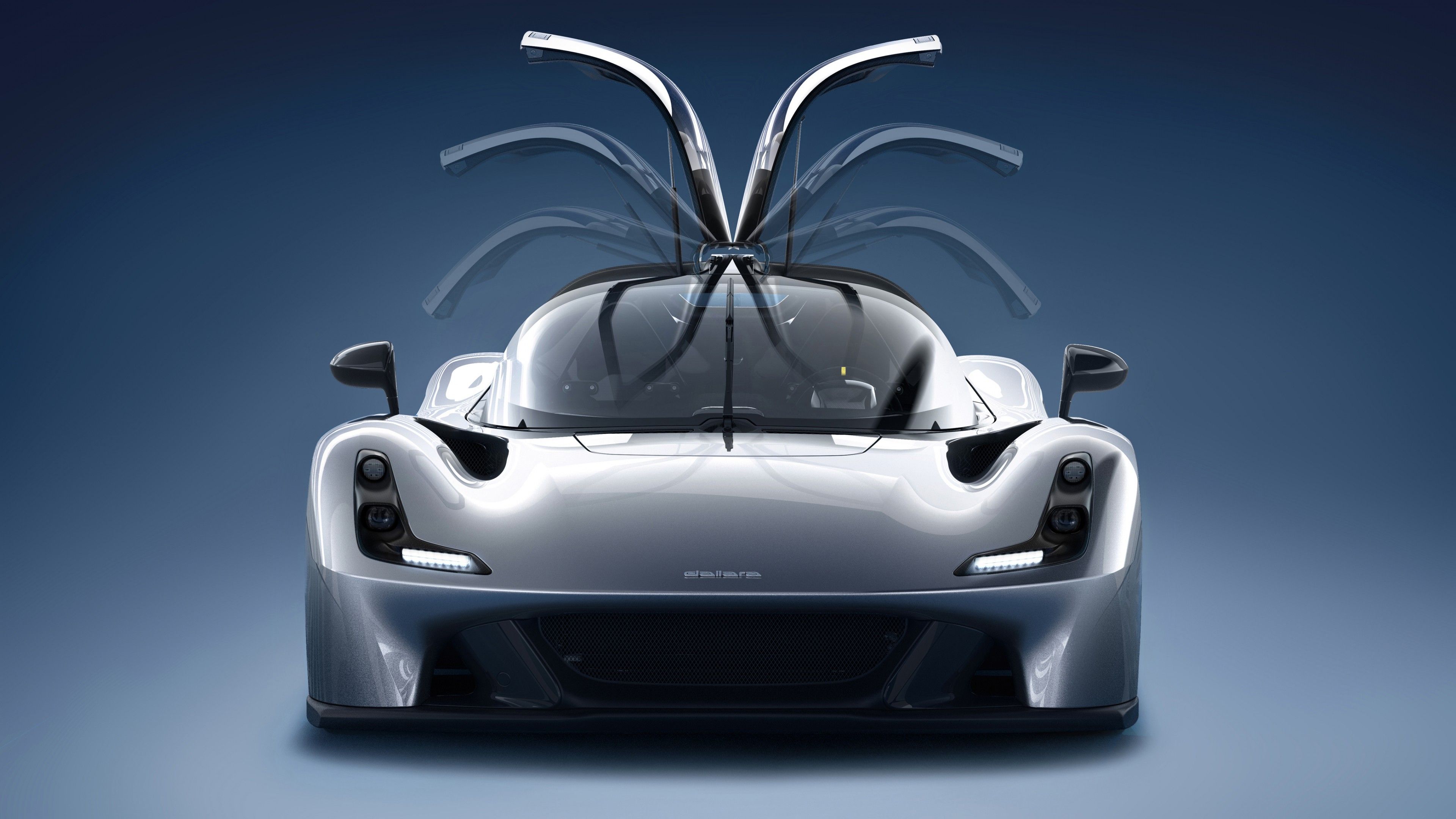 3840x2160 Dallara Stradale, Car, Vehicle, Grey cars, Blue background Wallpaper HD / Desktop and Mobile Background