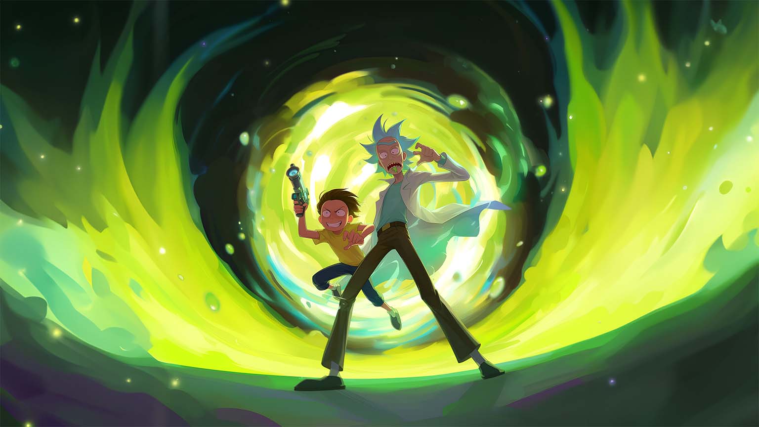1536x864 Rick And Morty Action Portal PC Wallpaper in HD & 4K