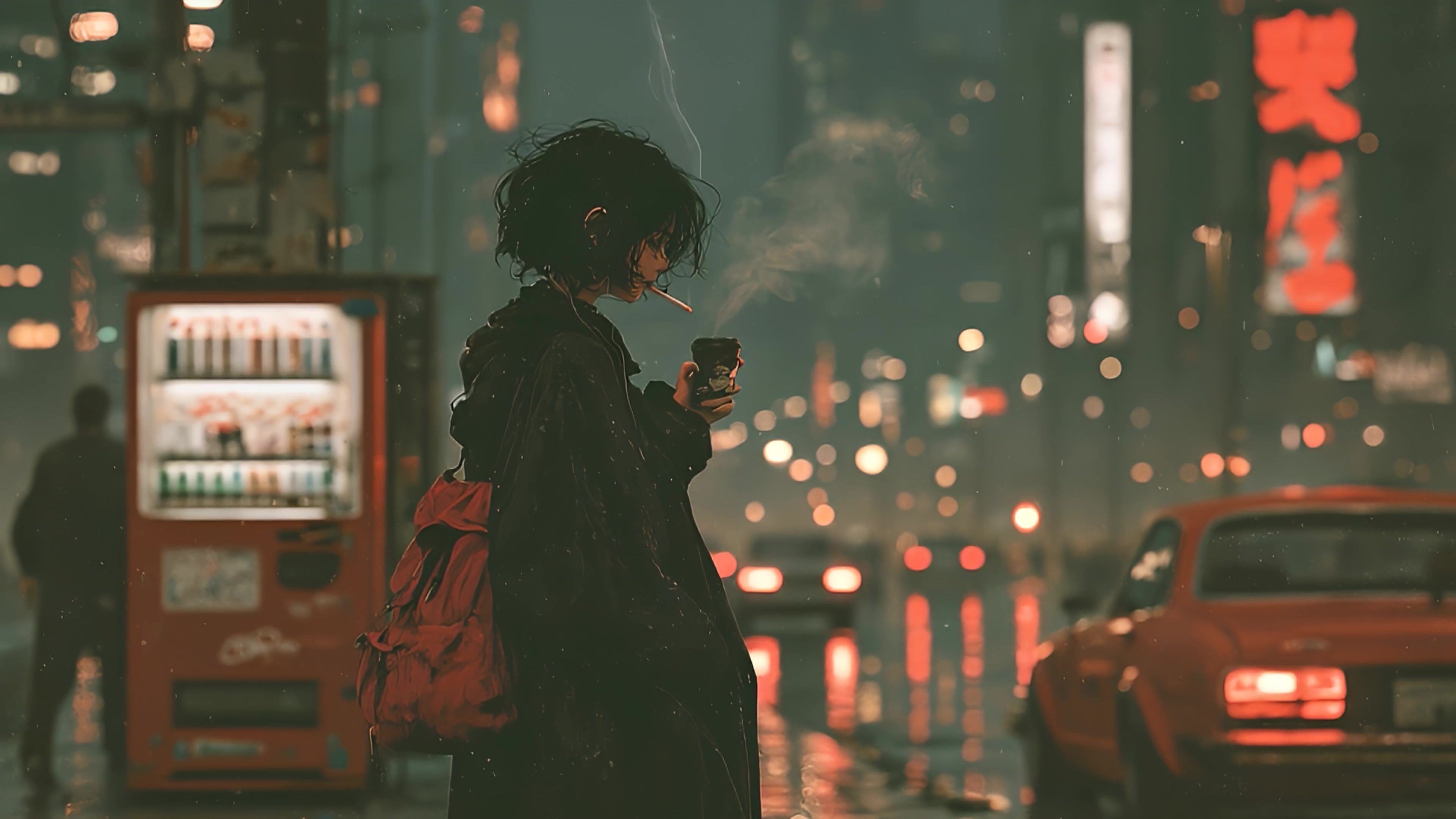 3840x2160 Tokyo Midnight Rain Live Wallpaper