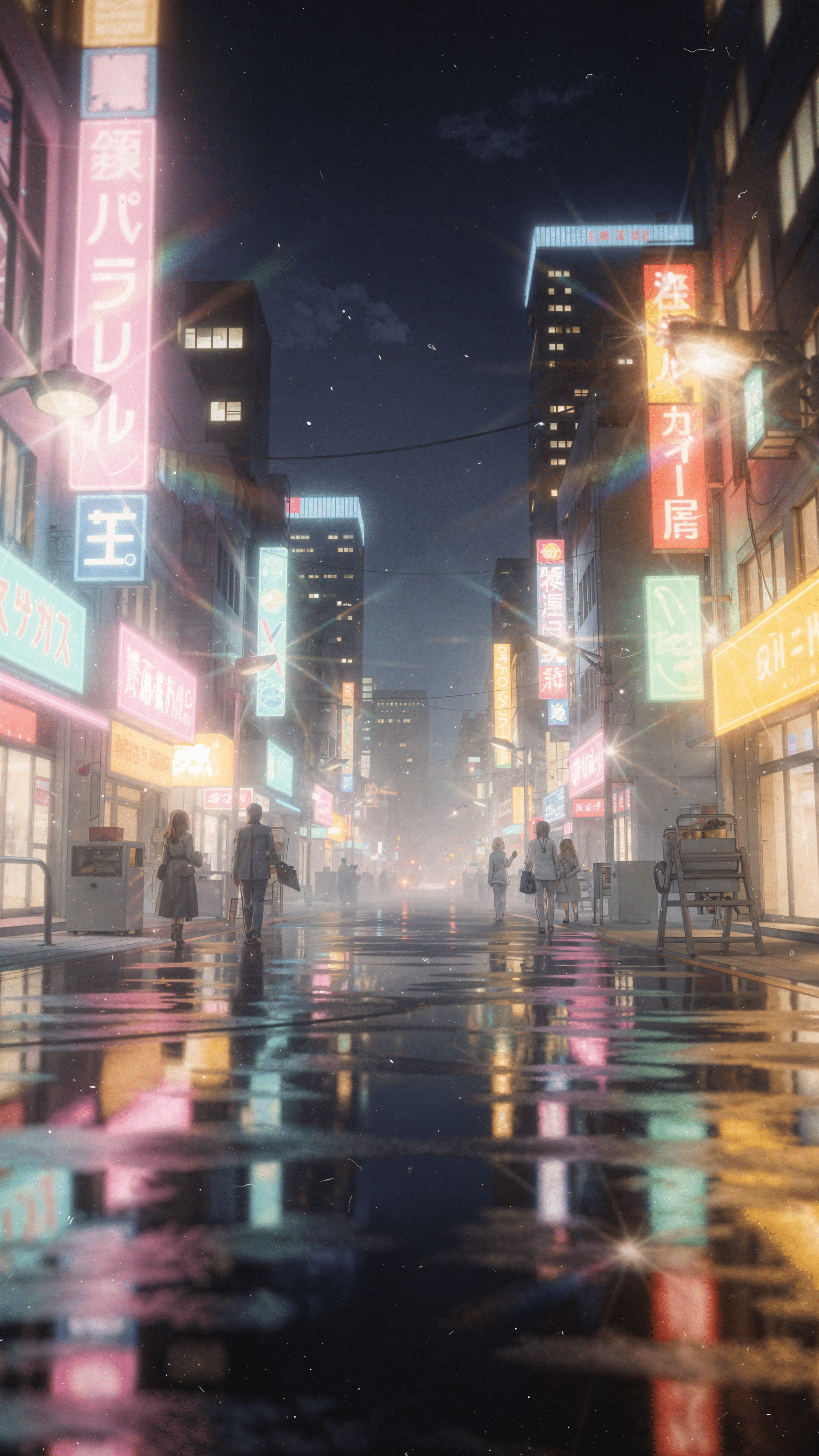 1920x3413 Neon Nightwalk; Rainlit Tokyo Nights; Midnight Neon Alley