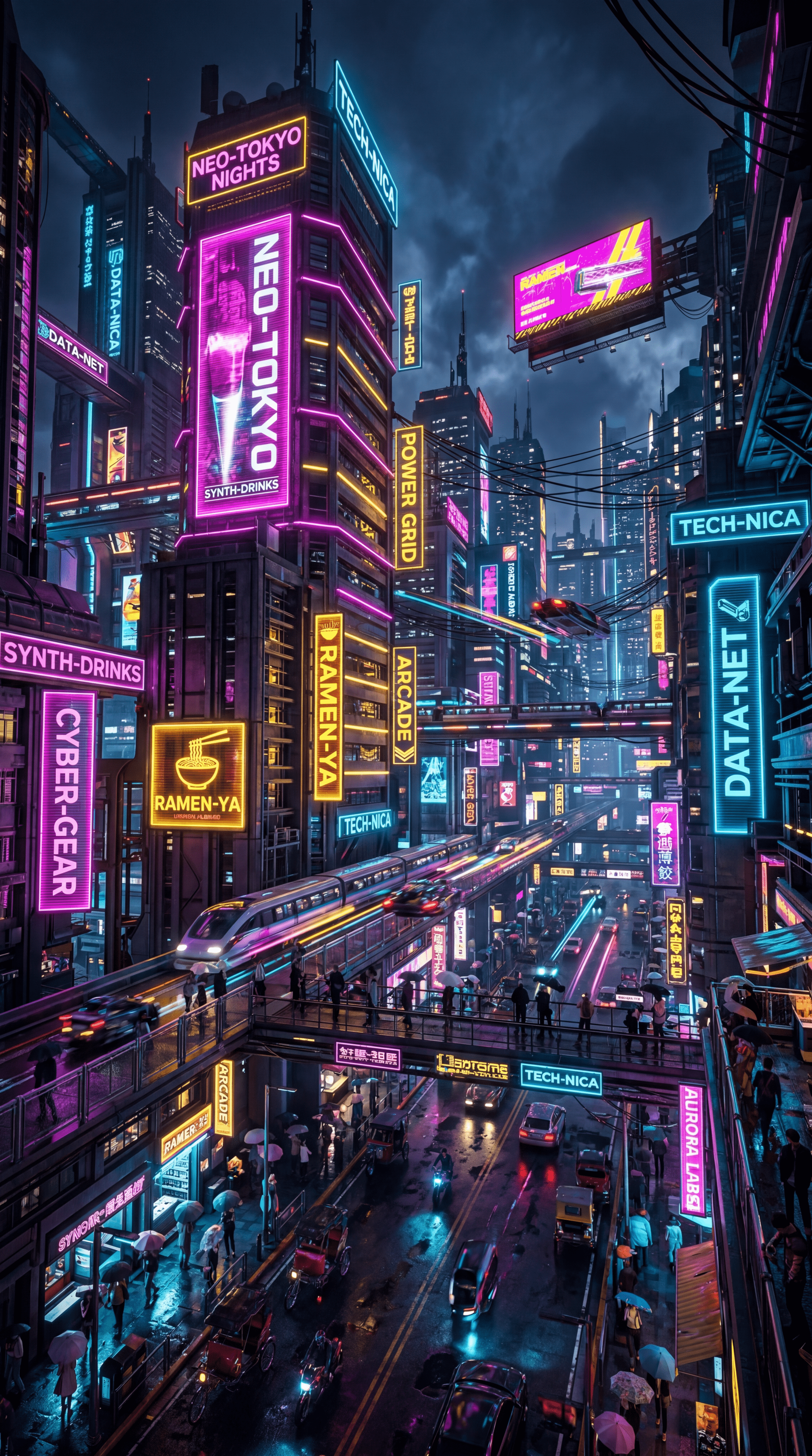 1920x3440 Neo Tokyo Nights. CyberGrid Neon. Midnight Data Net