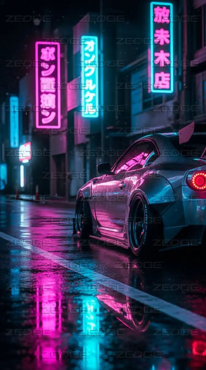 673x1206 Neon Midnight Street Aesthetic wallpaper