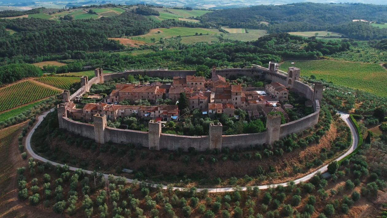 1260x709 Aerial View Of Monteriggioni's Historic Walls Free Stock Video Footage, Royalty Free 4K & HD Video Clip
