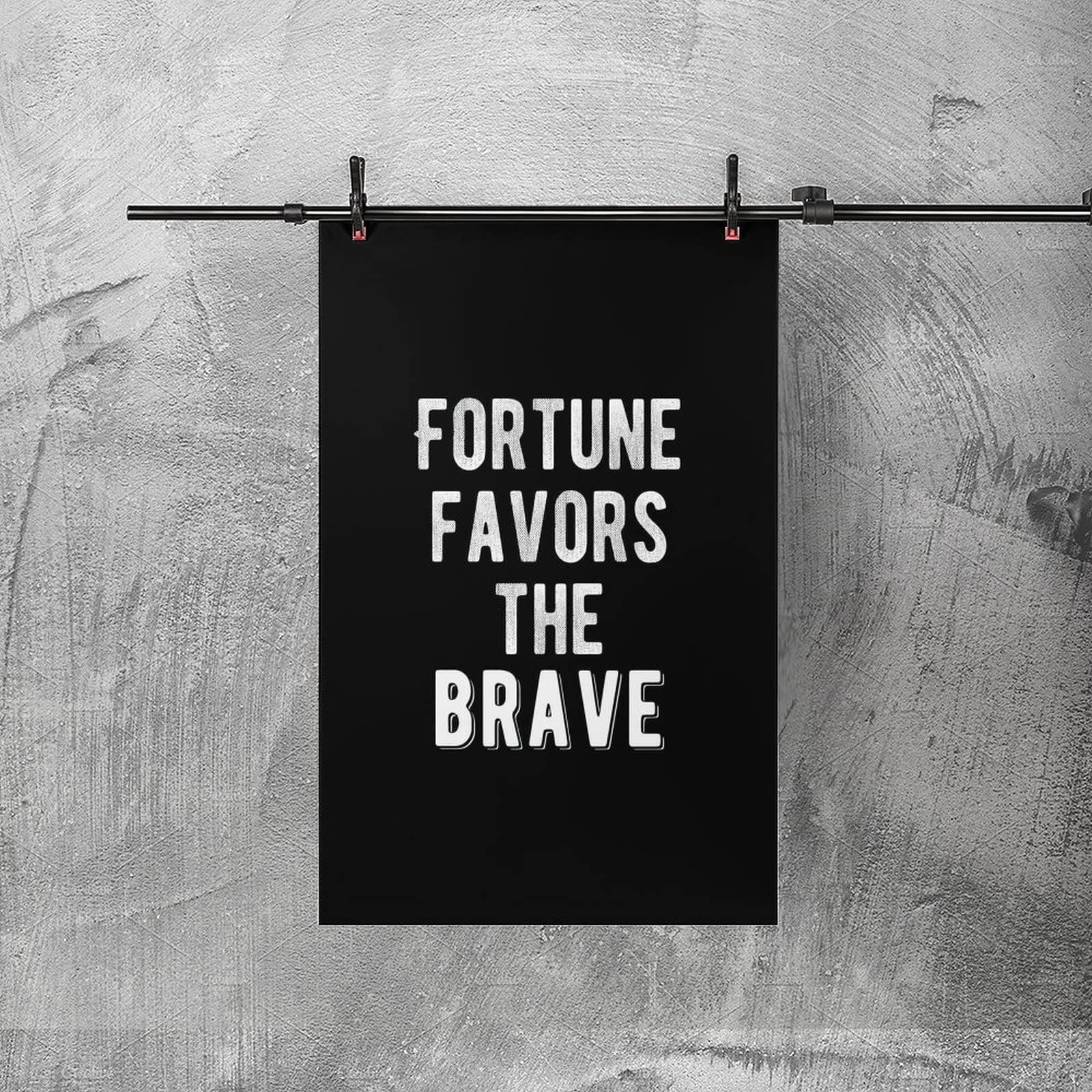 1600x1600 Motivational Poster Fortune Favors The Brave Canvas Art Poster Decor Painting Posters Family Bedroom Office Decorative Posters Gift Wall : Amazon.ae: Home