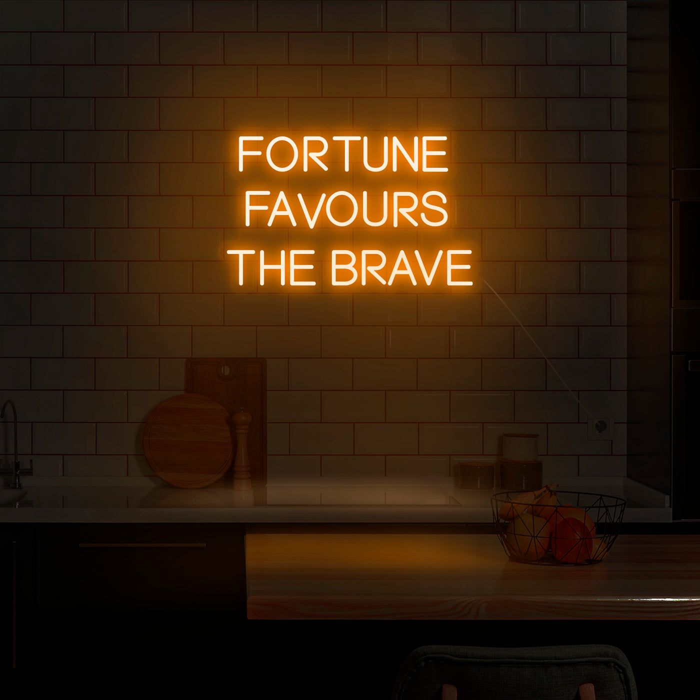 1400x1400 Fortune Favors The Brave' Neon Sign