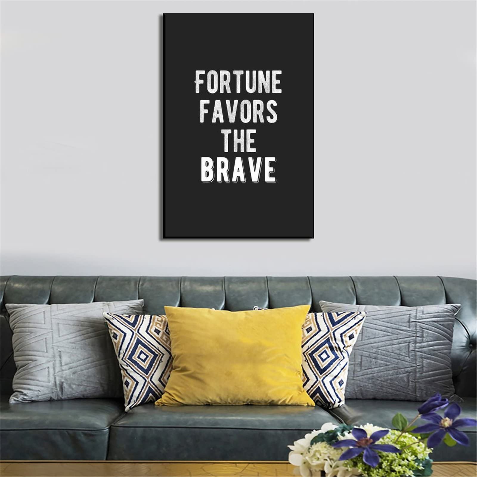 1600x1600 Motivational Poster Fortune Favors The Brave Canvas Art Poster Decor Painting Posters Family Bedroom Office Decorative Posters Gift Wall : Amazon.ae: Home