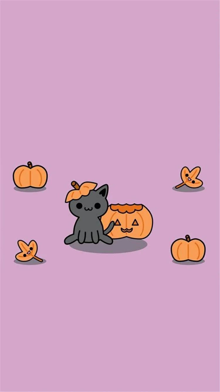 750x1332 Download Cute Halloween iPhone Black Cat In Pumpkin Wallpaper