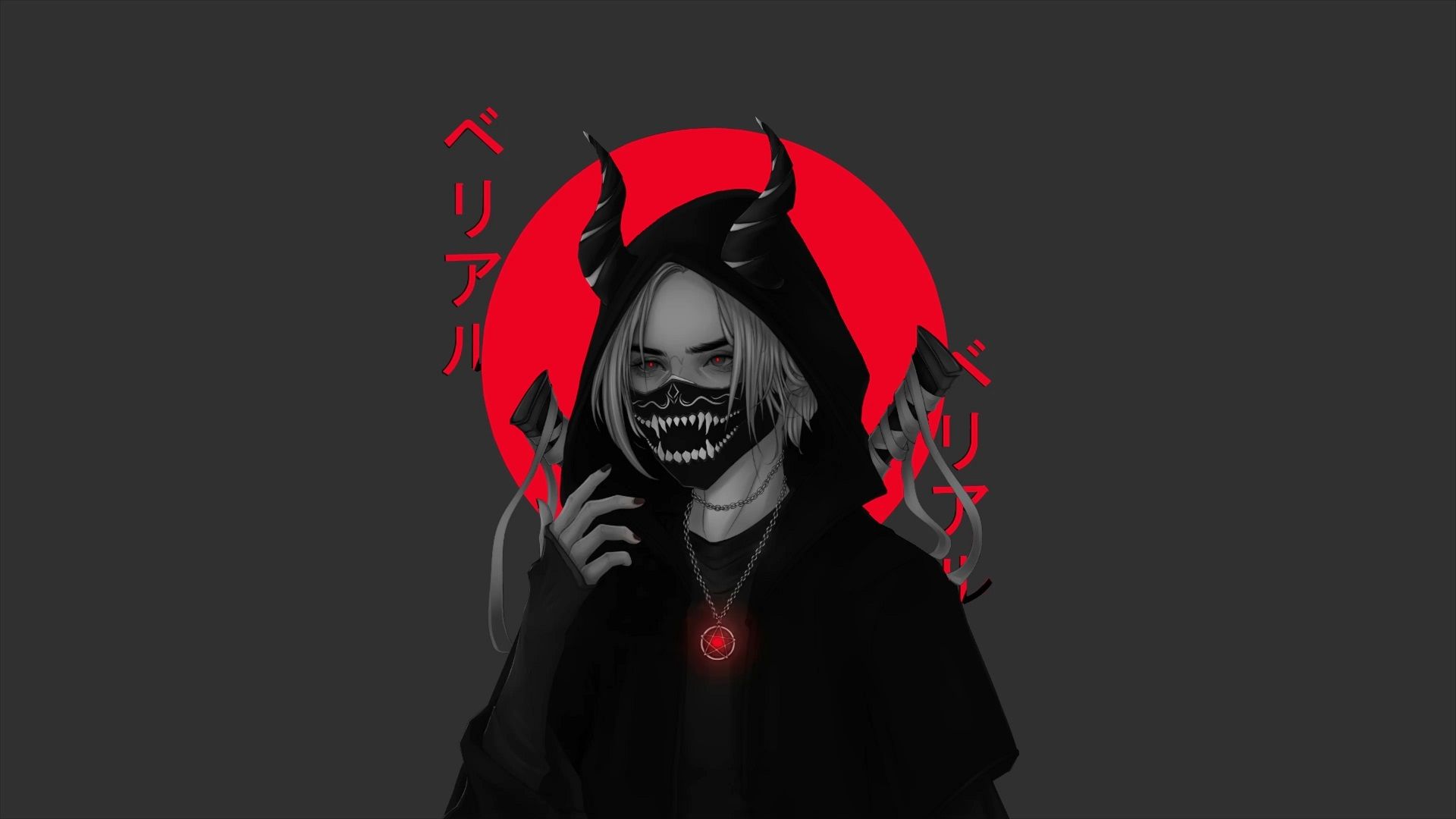 1920x1080 Oni Mask Fantasy Boy Hoodie Ninja Live Wallpaper