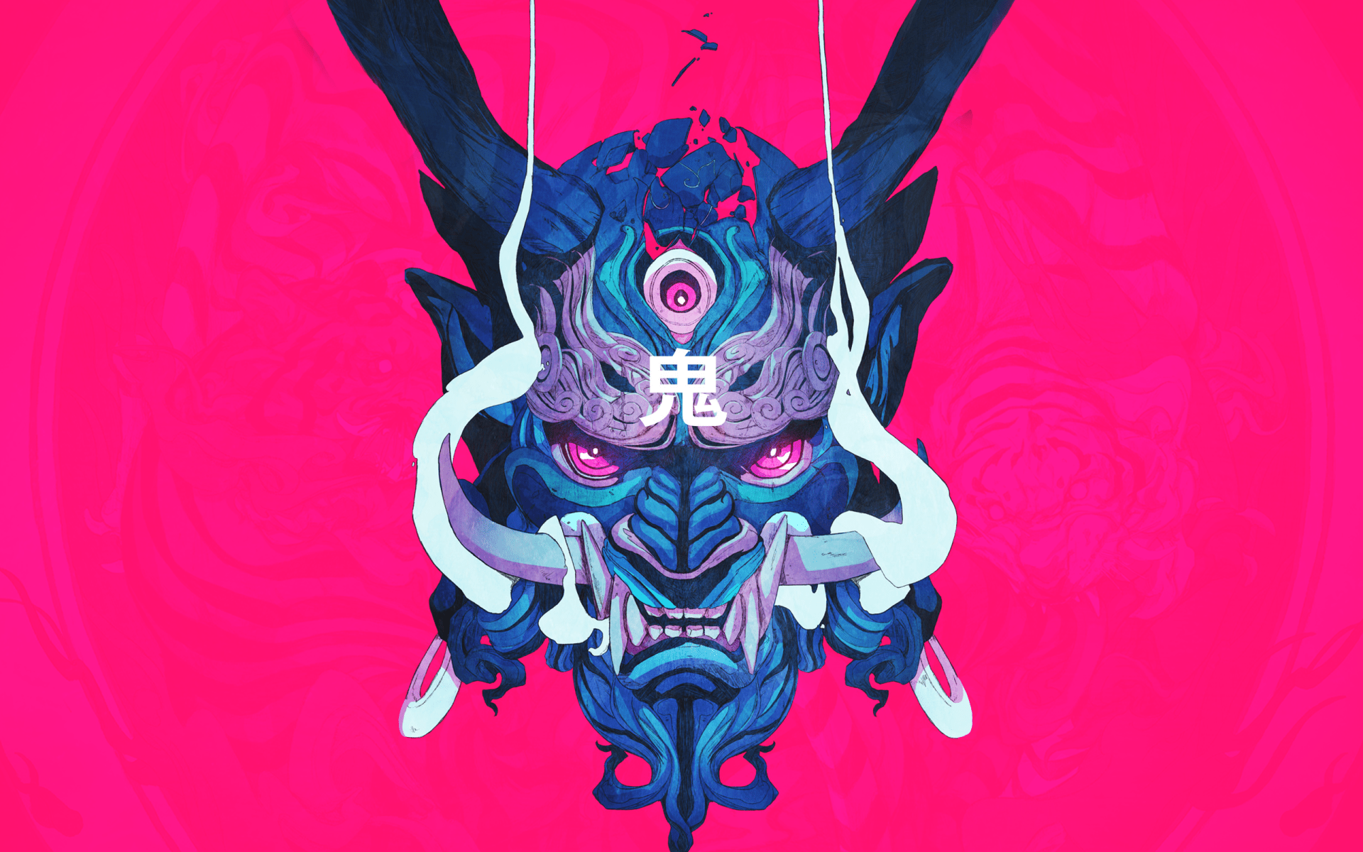 1920x1200 Oni Mask HD Wallpaper: Japanese Art with Horns