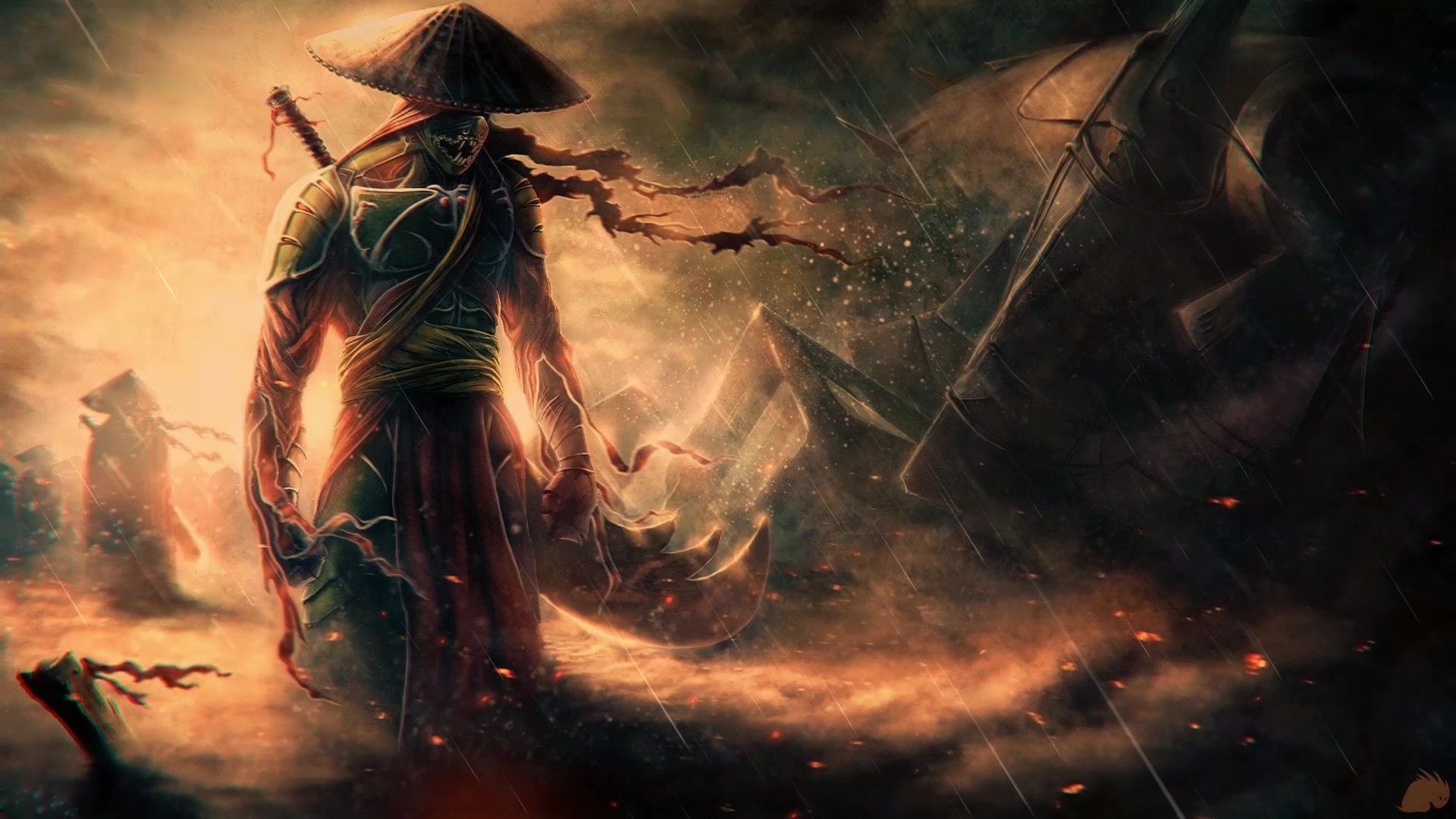 1920x1080 Oni Samurai In The Rain Live Wallpaper