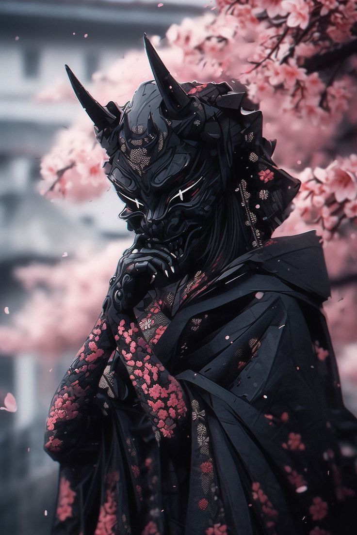 736x1104 Dark oni mask. Oni ninja, Oni mask outfit, Samurai wallpaper