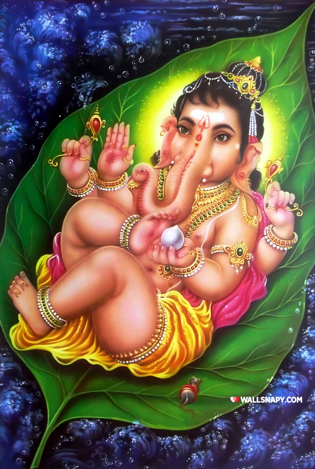 1210x1800 Leaf baby ganesh HD image 1800px wallpaper