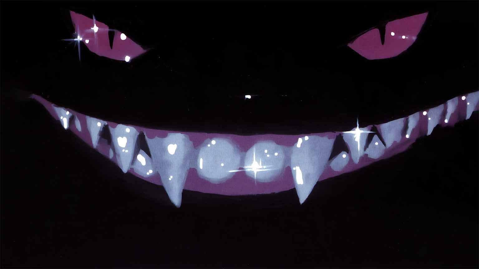 1536x864 Horror Character Dark Purple Glowing Fangs Desktop Wallpaper
