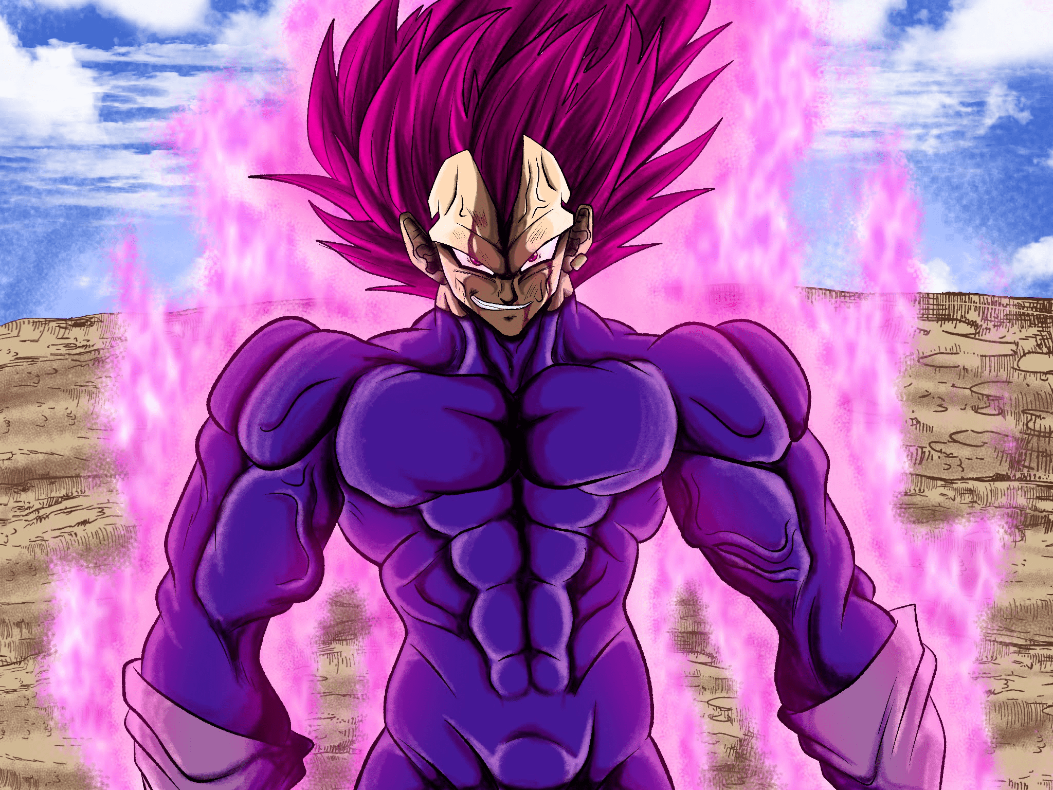 2048x1536 Ultra Ego Vegeta Redraw (New by me, Old also by me)