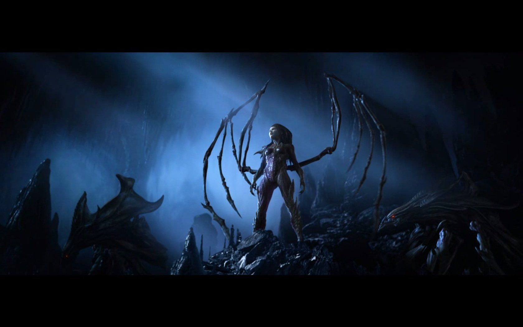 1680x1050 StarCraft HD Wallpaper: Dark Broodmother in Shadowed Battlegroundx1050