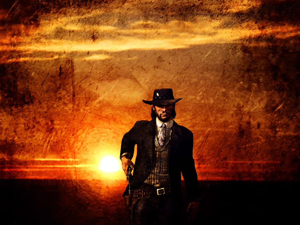 1024x768 Download Best Red Dead Redemption 2 John Marston Sunset Backdrop Background