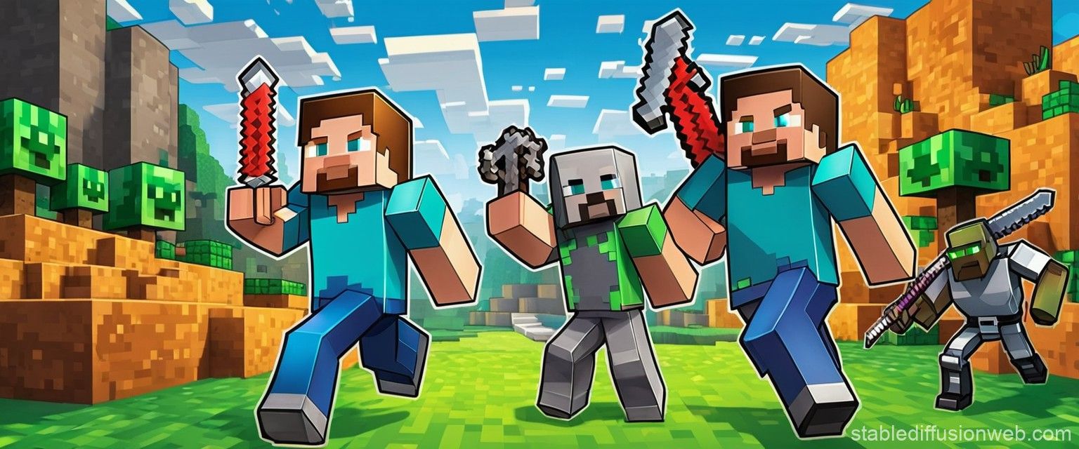 1536x640 Minecraft YouTube Banner Design. Stable Diffusion Online