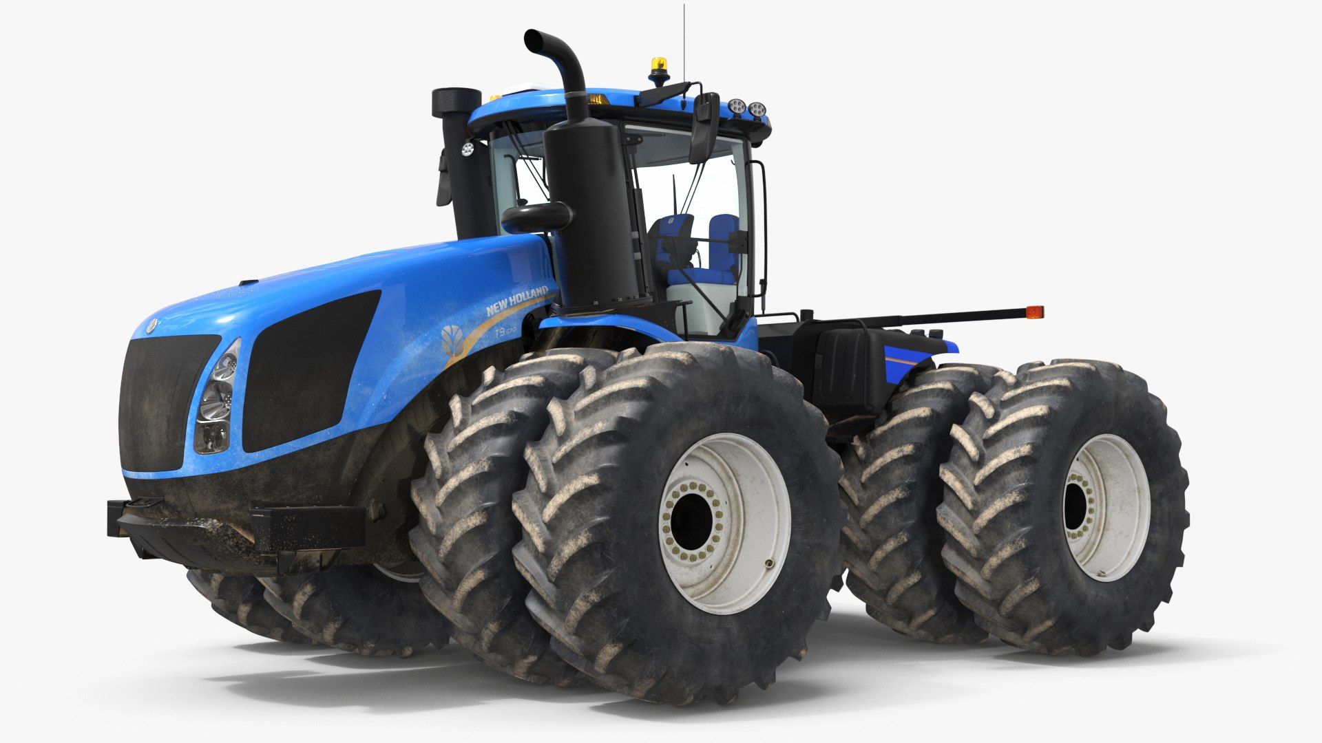 1920x1080 3D Model New Holland T9 Series Farming Tractor Blue Dirty