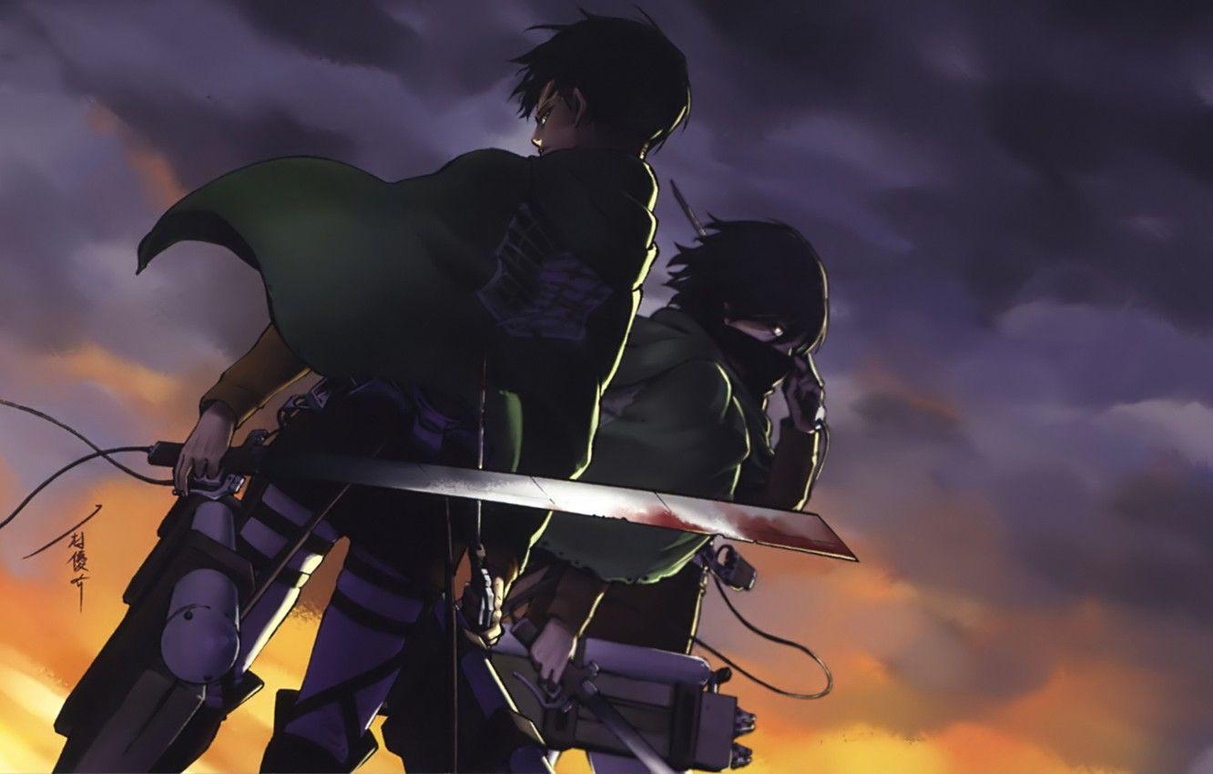 1332x850 Best And Cool Anime Wallpaper: Mikasa Ackerman And Eren Jaeger Wallpaper