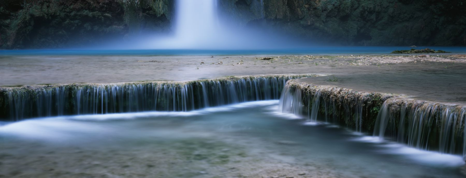 1800x690 Waterfall in a forest, Mooney Falls, Havasu Canyon, Havasupai Indian R
