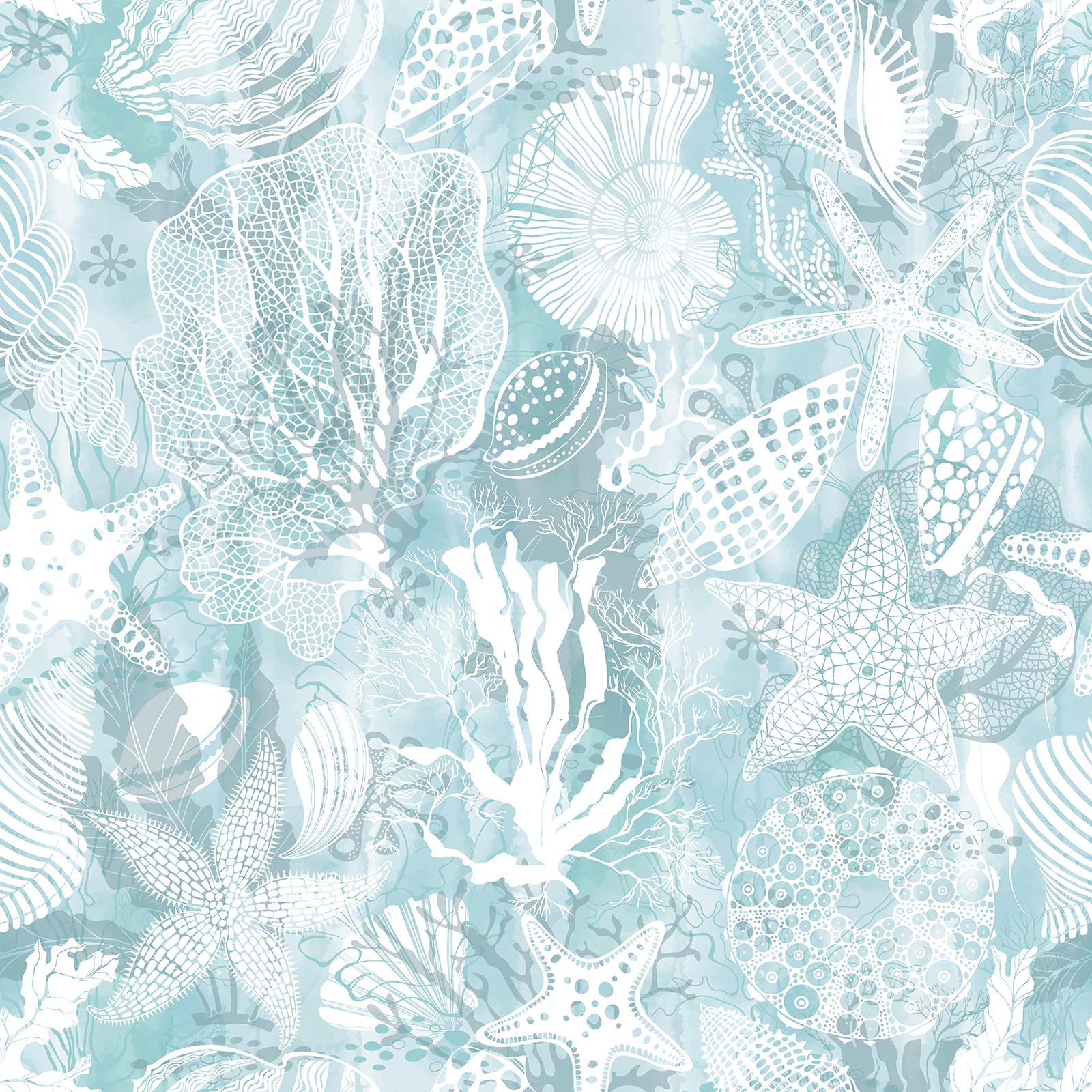 1600x1600 Livelynine Ocean Blue Wallpaper Peel and Stick Prepasted Aqua Coastal Wall Paper Light Blue Seagrass Coral Reef Aesthetic Beach Coastal Contact Paper for Kitchen Cabinets Adhesive Vinyl 17.5x78.8