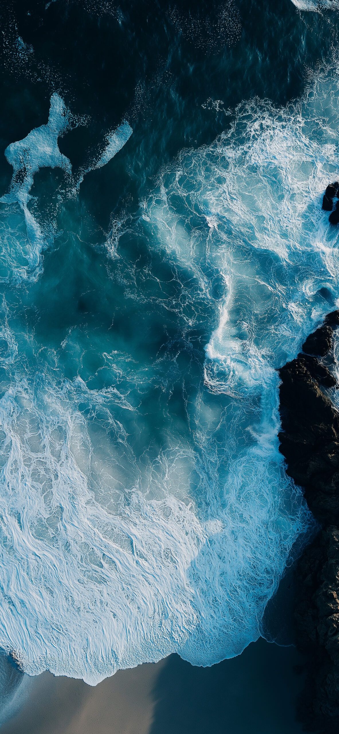 1183x2560 Ocean Waves Aerial View Wallpaper Nature Wallpaper