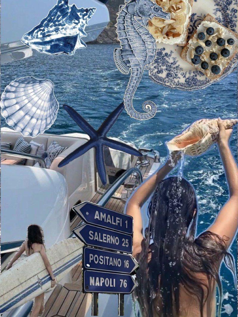 800x1066 Trendy Blue Coast Ocean Collage iPad Wallpaper Lock Screen Background