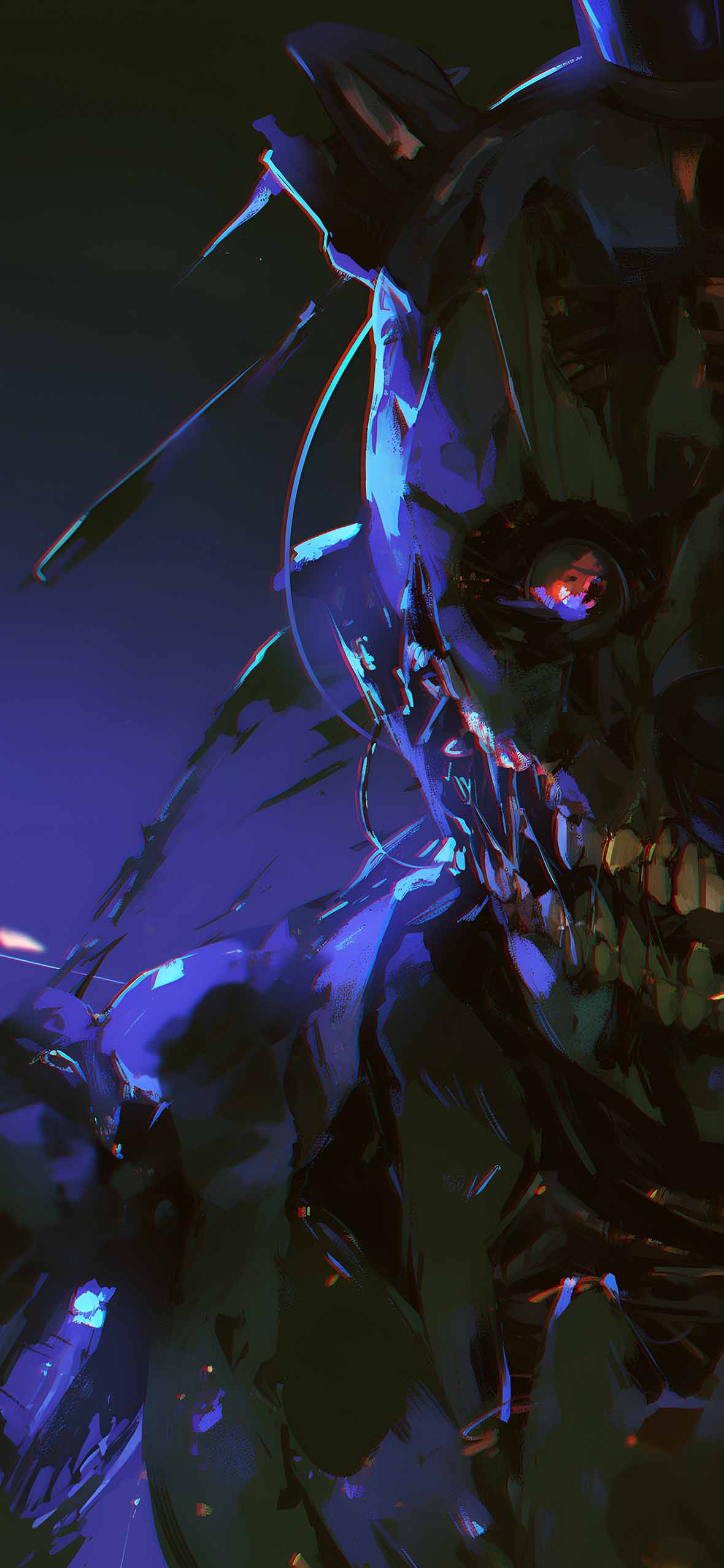 1180x2554 Freddy vs. Springtrap FNAF Dark Matching Wallpaper